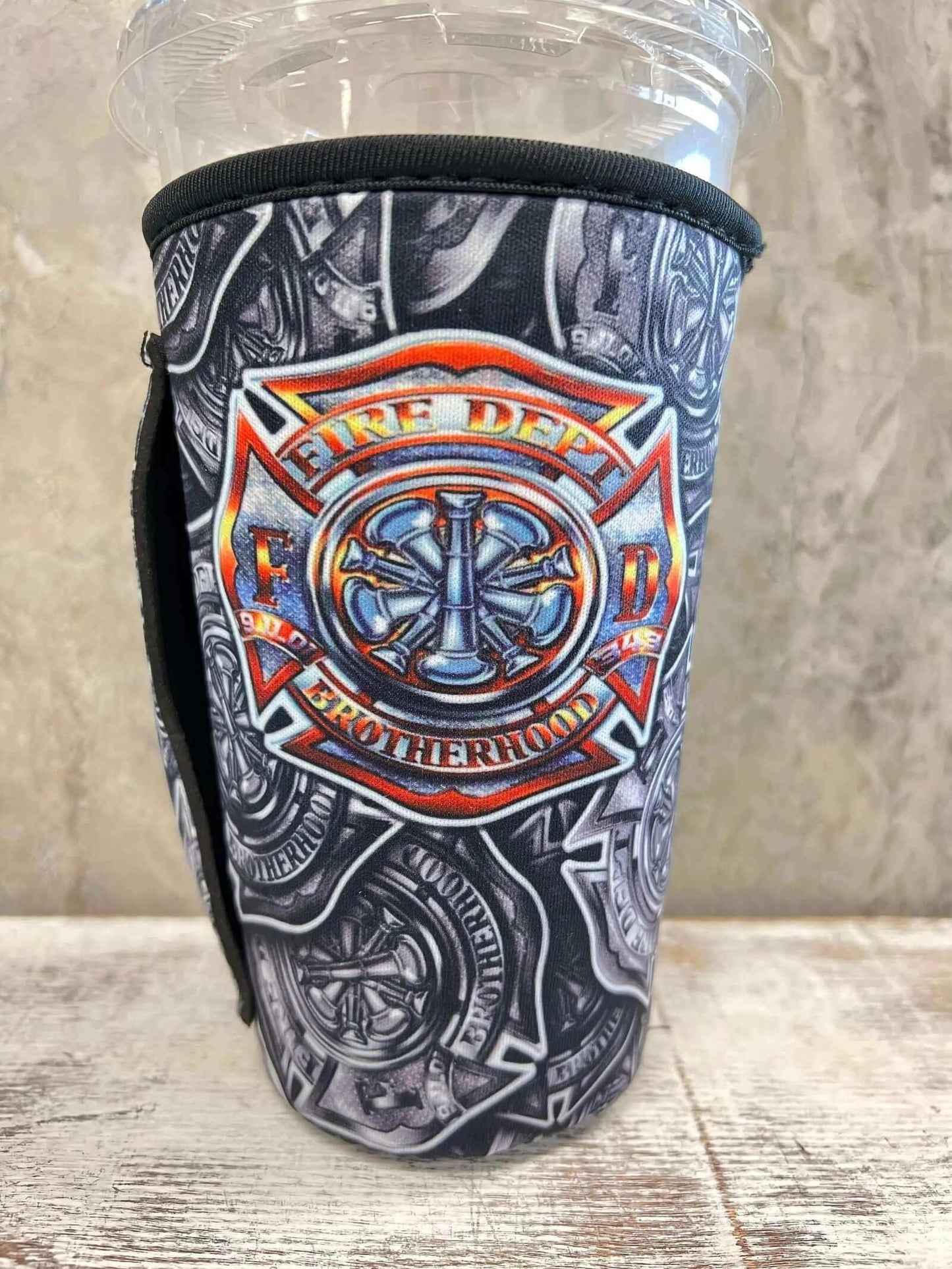 NEW** 20 OZ FIRE FIGHTER BADGE Insulated Cup Cover