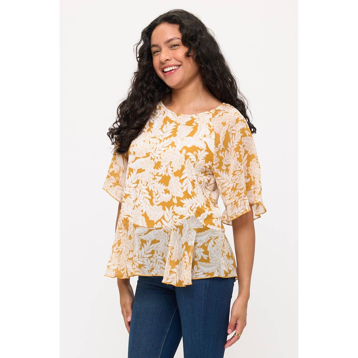 FLORAL PEPLUM ANGEL SLEEVE
