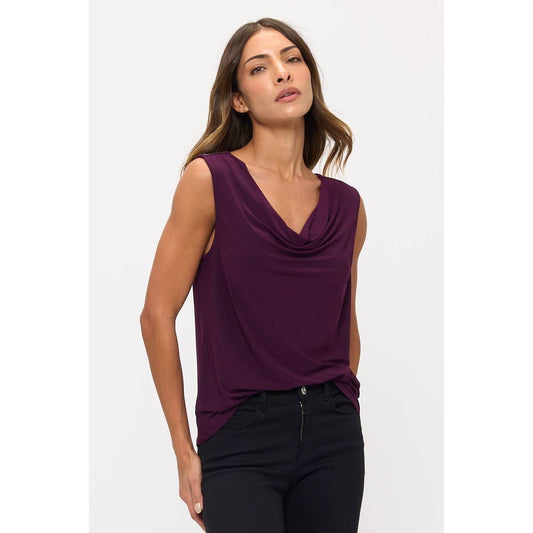DRAPE NECK EMBELLISHED TANK