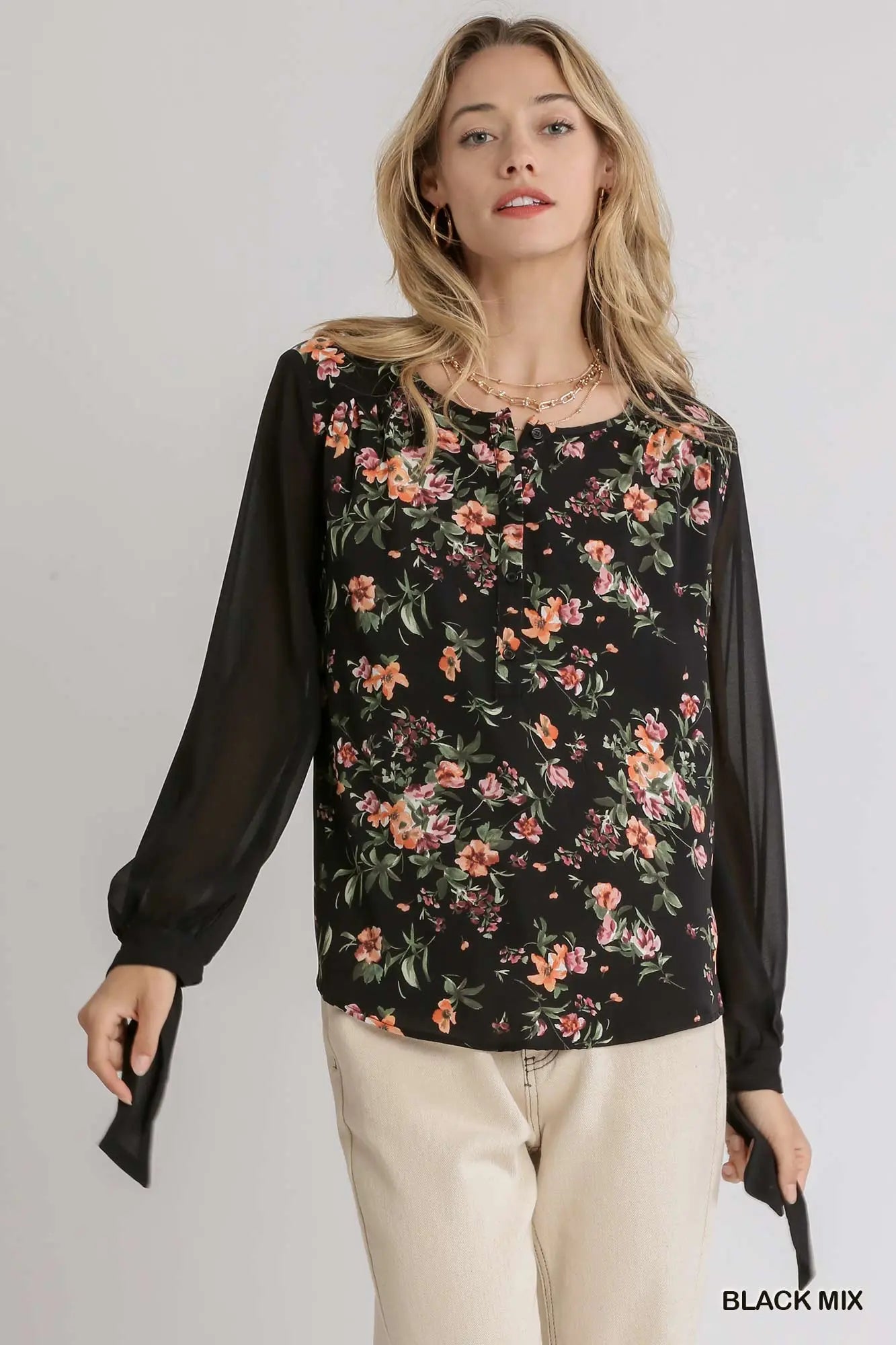 Floral N Tie Top