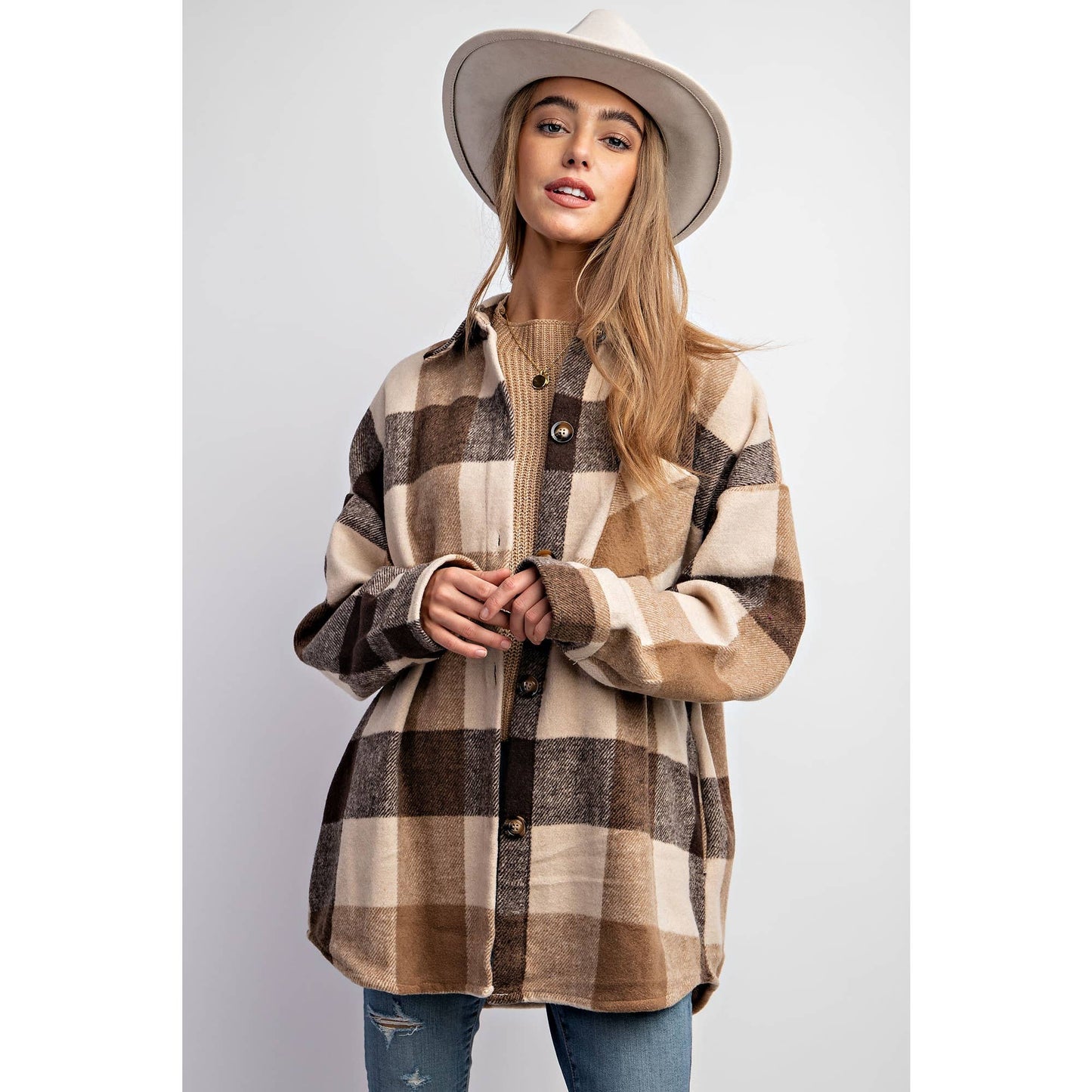 MUSTARD PLAID SHACKET