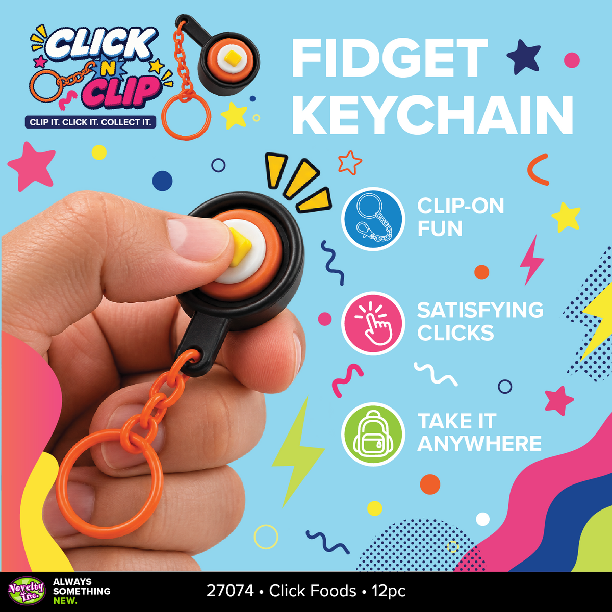 Click N' Clip Foods Fidget Clicker Keychain