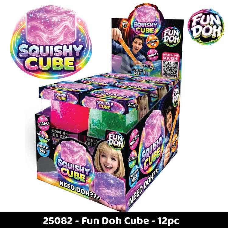 Fun Doh Squish & Squeeze Sparkle Cube Squishy