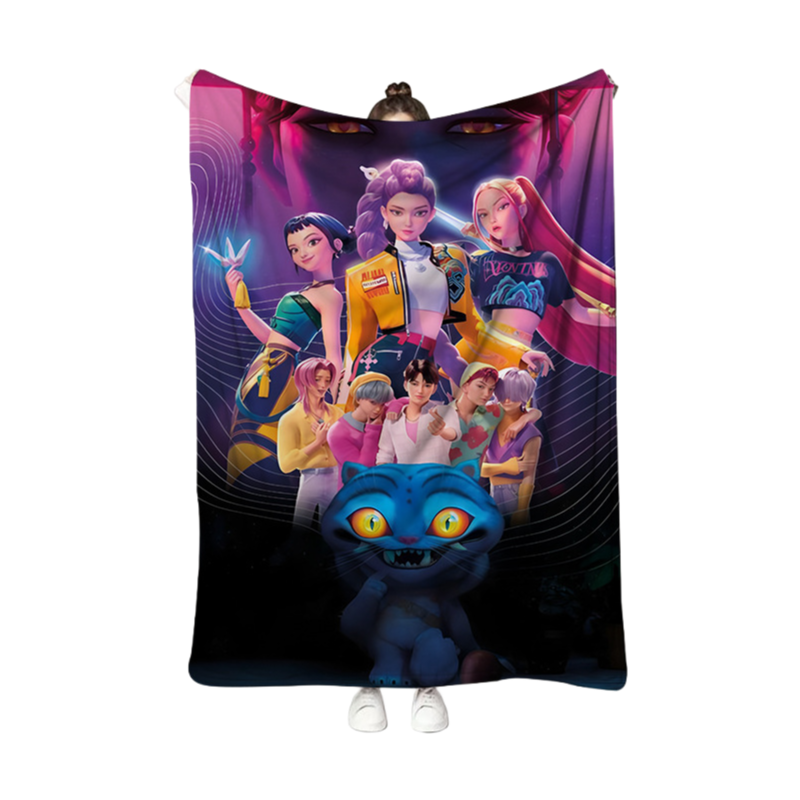 Kpop Demon Hunters Plush Throw Blanket, Flannel Nap Blanket for Sofa or Bed