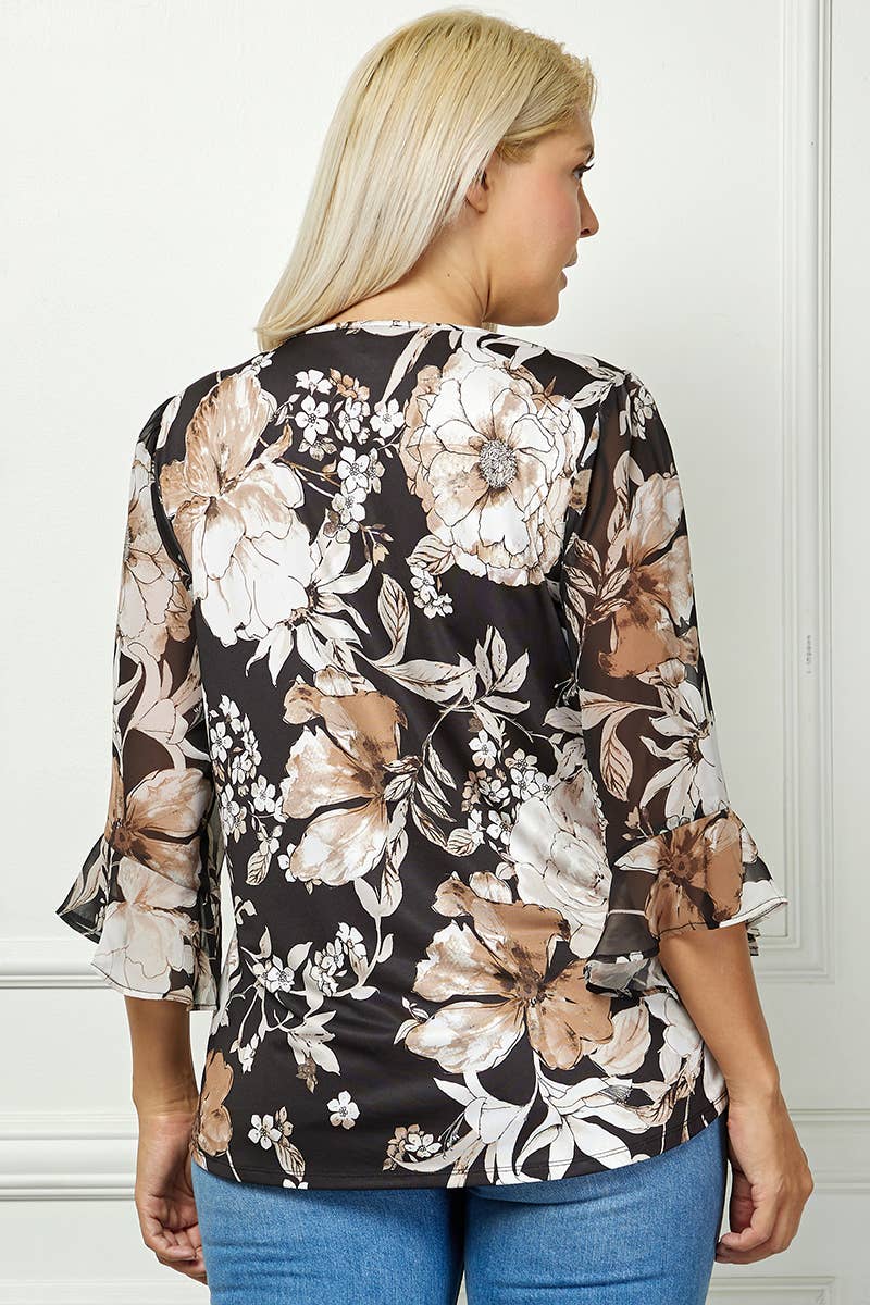 CURVY BLOOM GRACE PLEATED BLOUSE