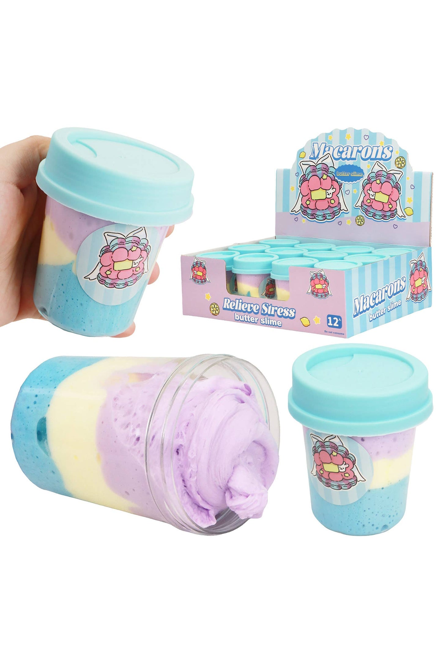 Three-Tone Matte Macaron Butter Slime Blue Beverage Cup Jar EST Arrival Mid Aug