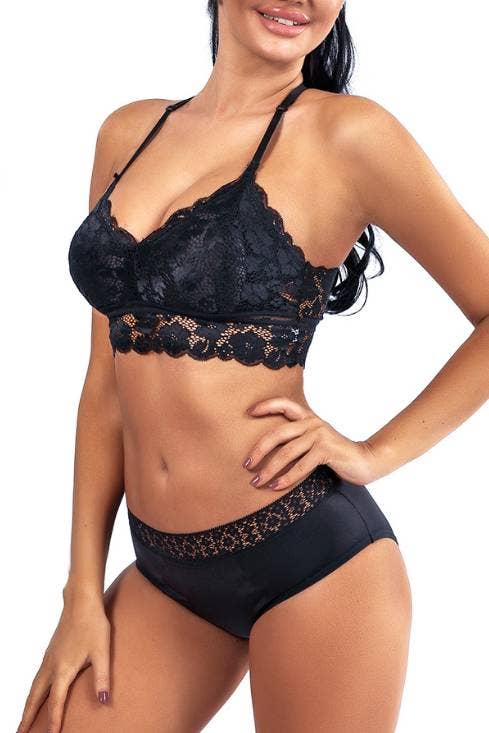 Floral Lace Mesh crop camisole Wireless Bra Bralettes