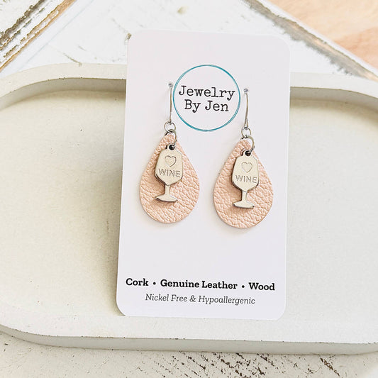 Small Teardrop: Blush w/Wine Charm