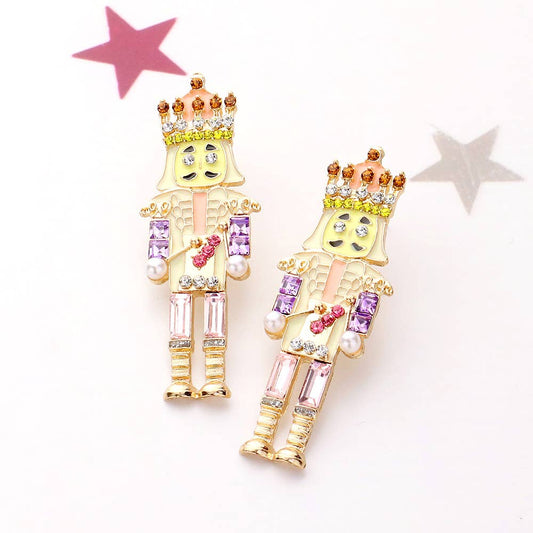 Embellished Pearl Nutcracker Earrings