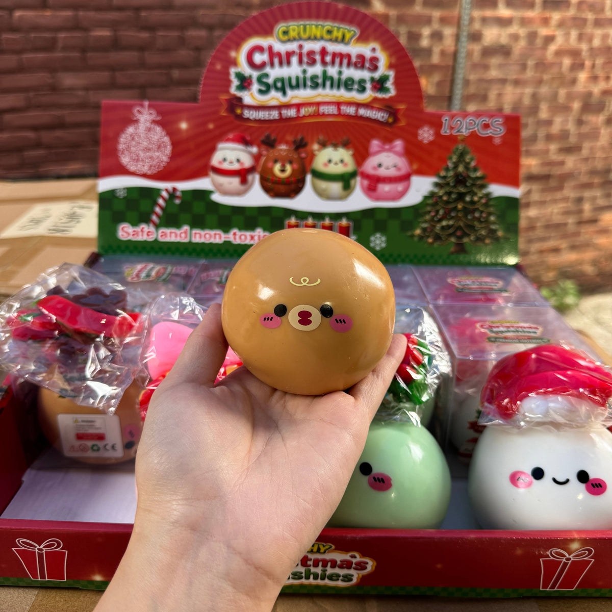 Crunchy Christmas Cartoon SQUISHY Ball w/Accessories