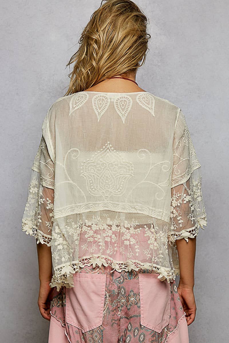 POL Solid Crochet Cardigan