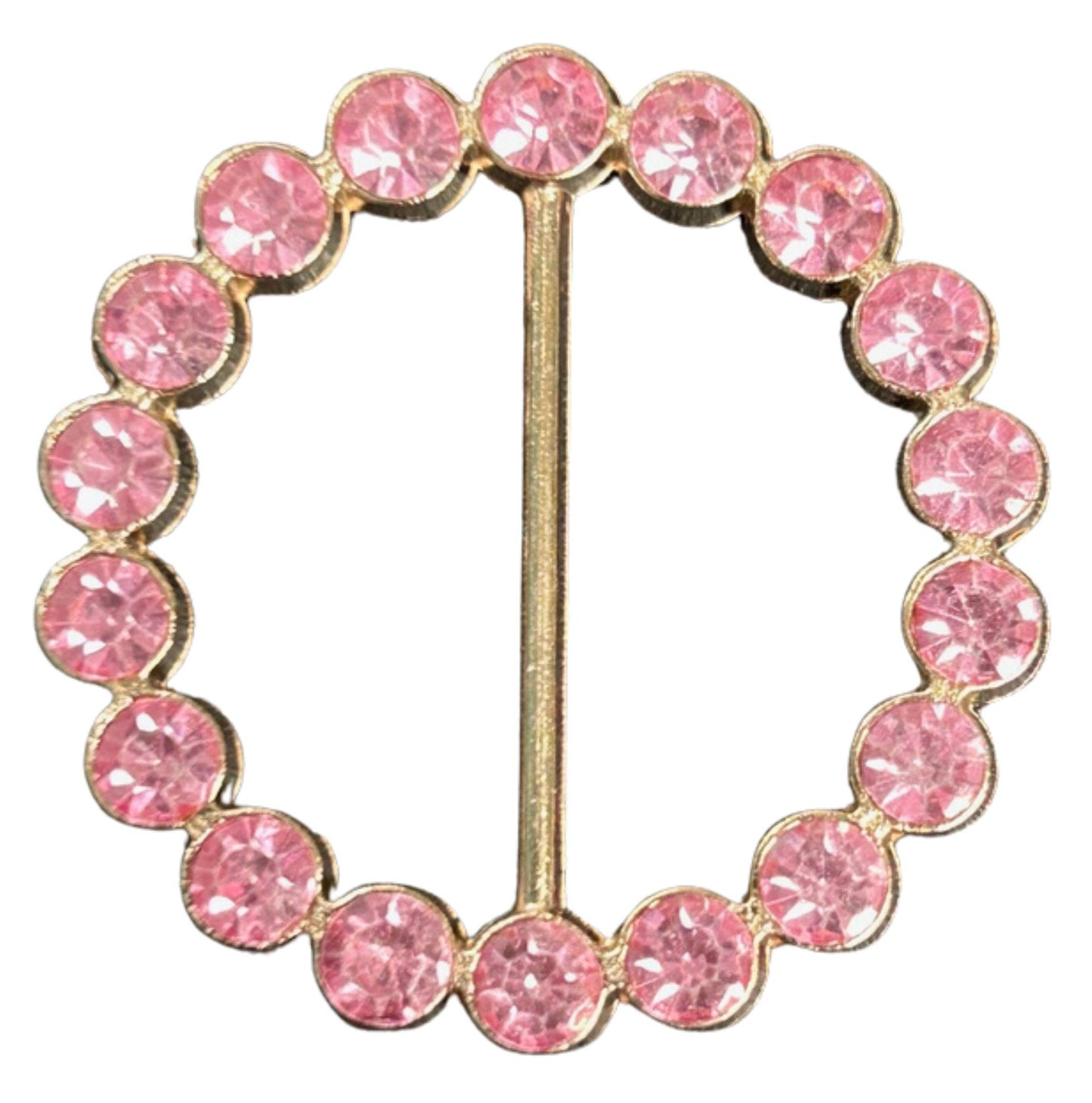 Tee Tie Round Gold with Blingy Light Pink Rhinestones