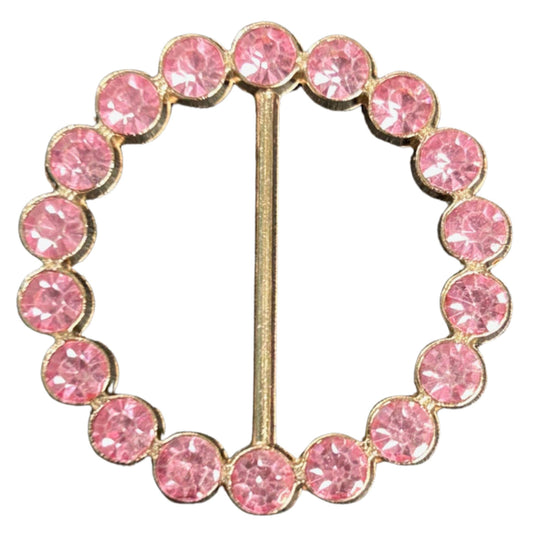Tee Tie Round Gold with Blingy Light Pink Rhinestones