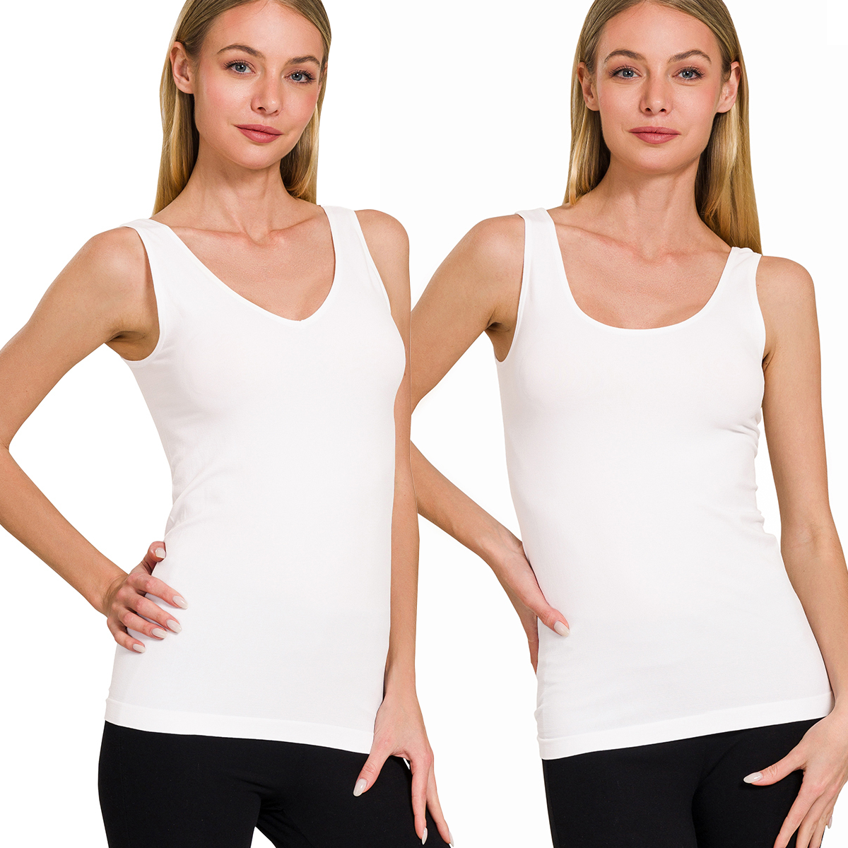 Two Way V-neck/Scoop neck Seamless Tank