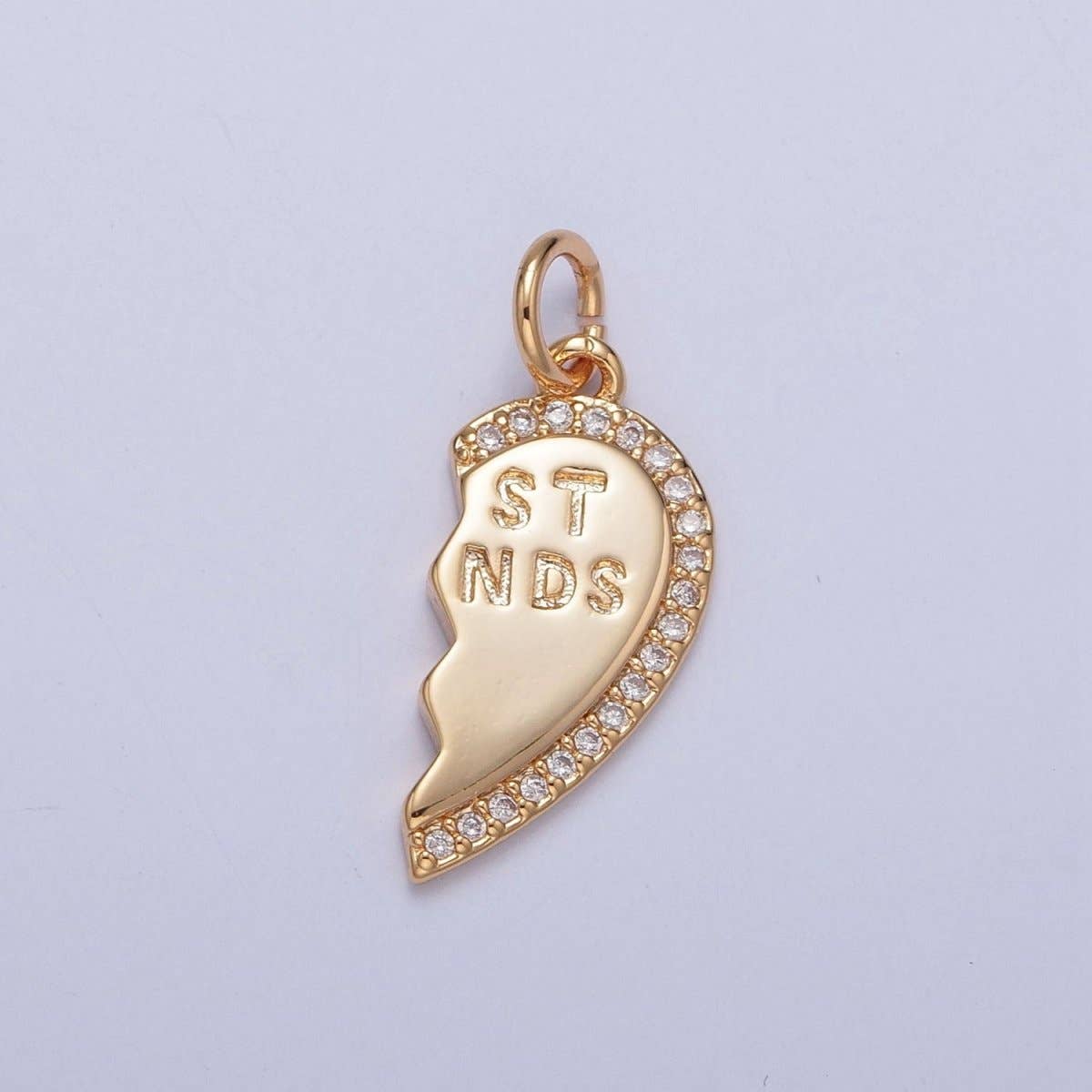 16K Gold Filled Best Friends Micro Paved Cubic Zirconia Breakable Heart Charm Set For Jewelry Making