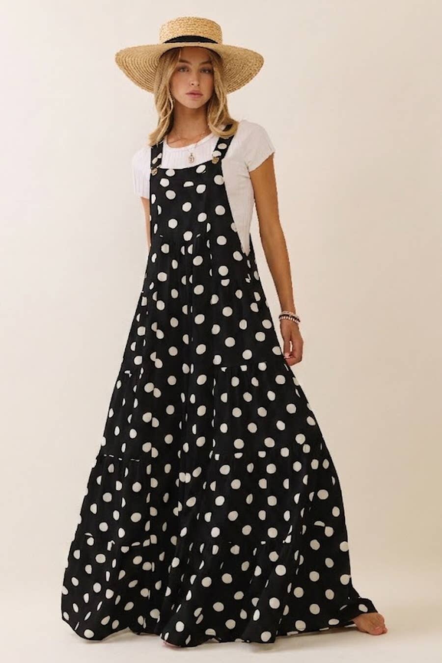 ODDI Polka Dot Maxi Jumpsuit