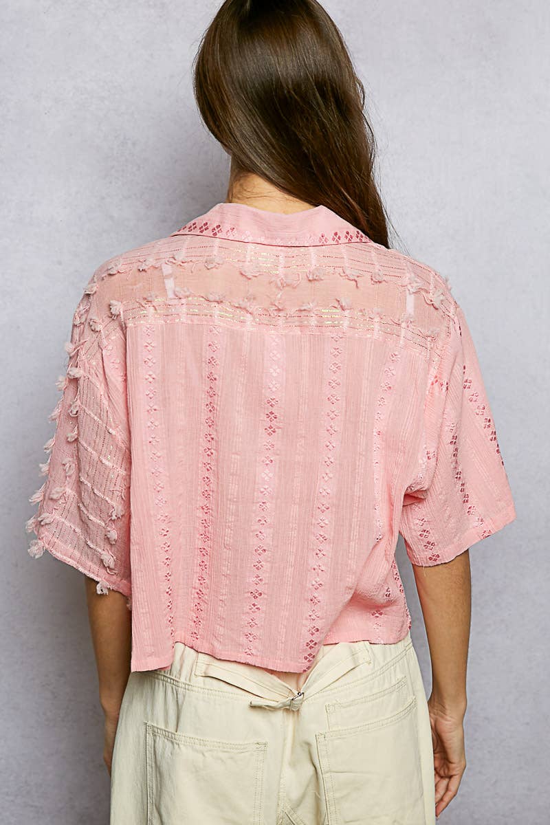 POL Boho Woven Shell Beads Top