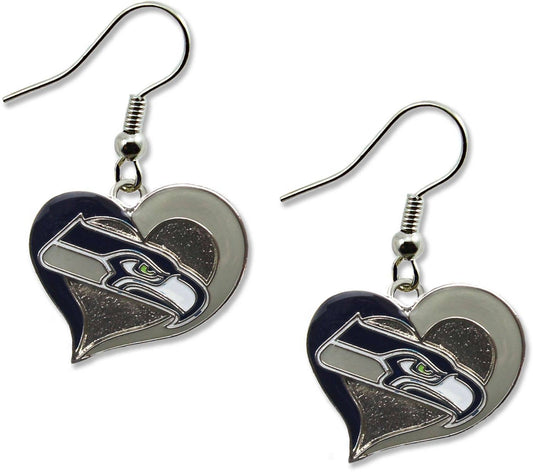 NFL Seattle Seahawks Swirl Heart Earrings
