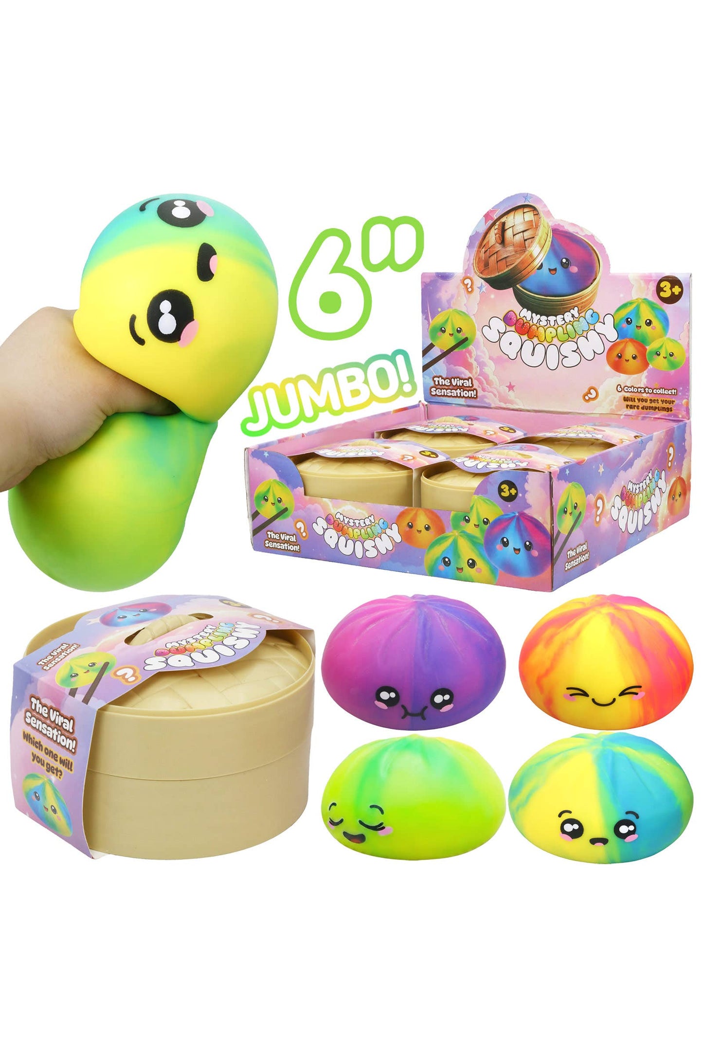 JUMBO Ombre Dumpling Bun Soft Slime Filled Squishy - 6 Inch EST Arrival Mid Aug
