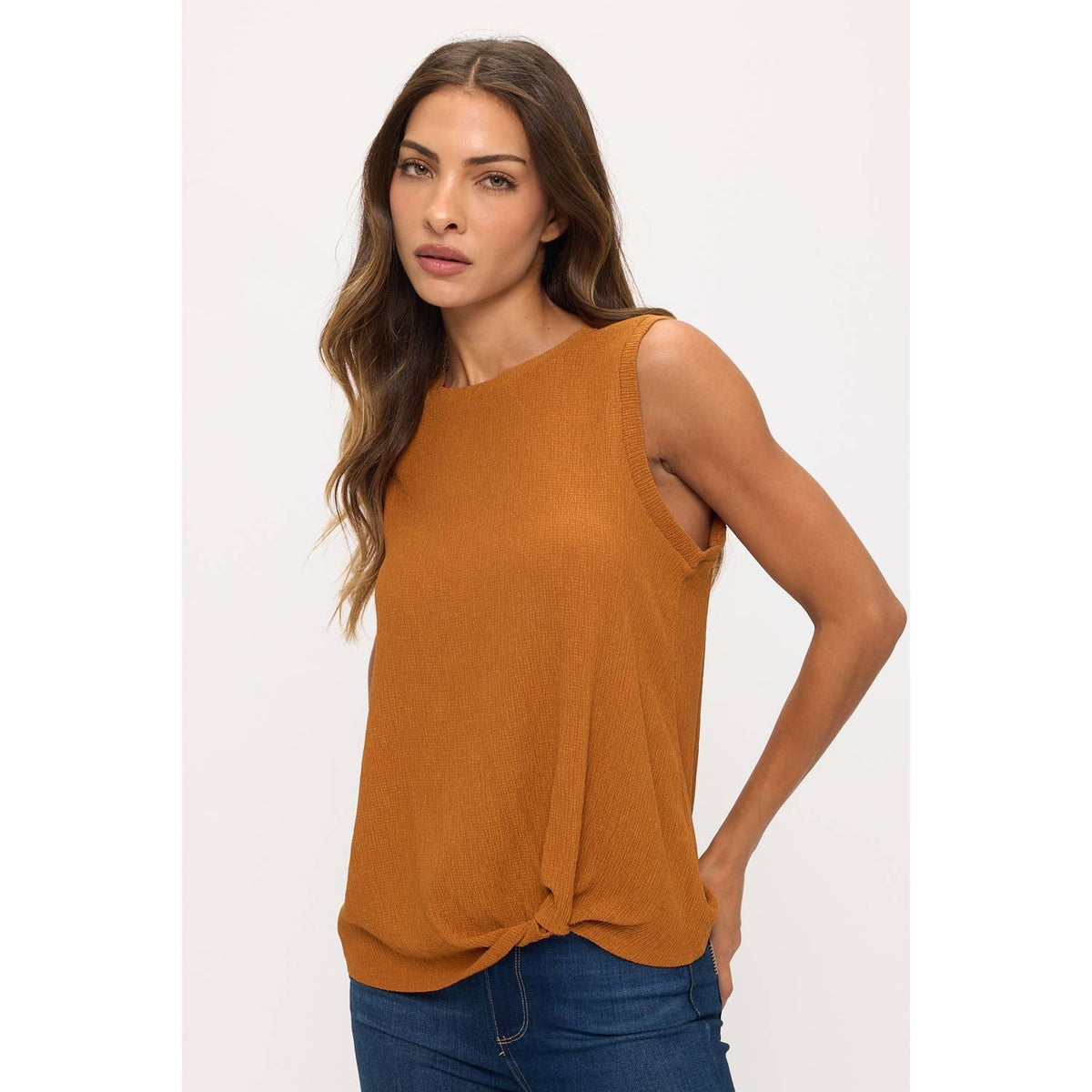 TEXTURE KNIT TWIST TANK