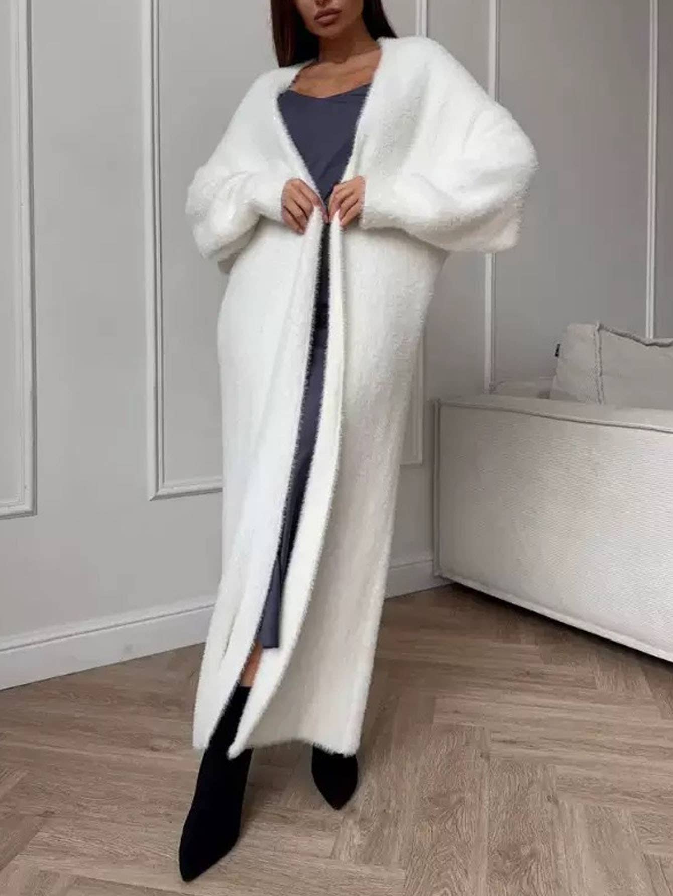 Long Faux Mink Cardigan