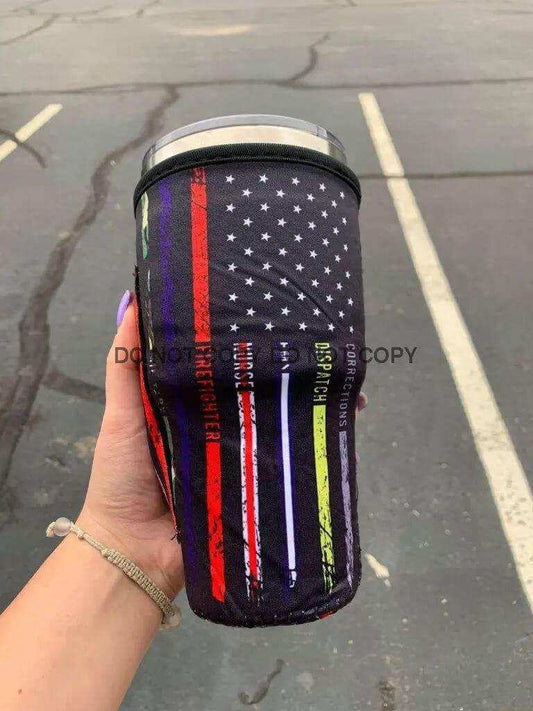 20 OZ First Responder Flag Cup Cover Sip Sleeve Fits 20-32 OZ Cups