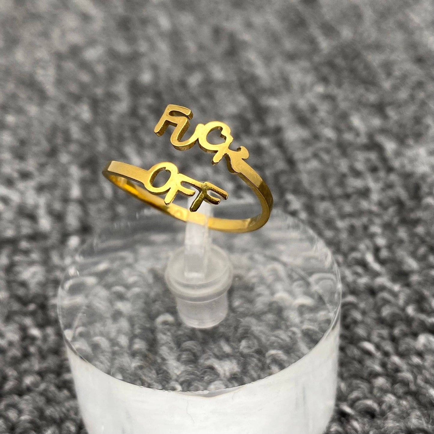 'Fuck OFF' Gold-plated Adjustable Ring