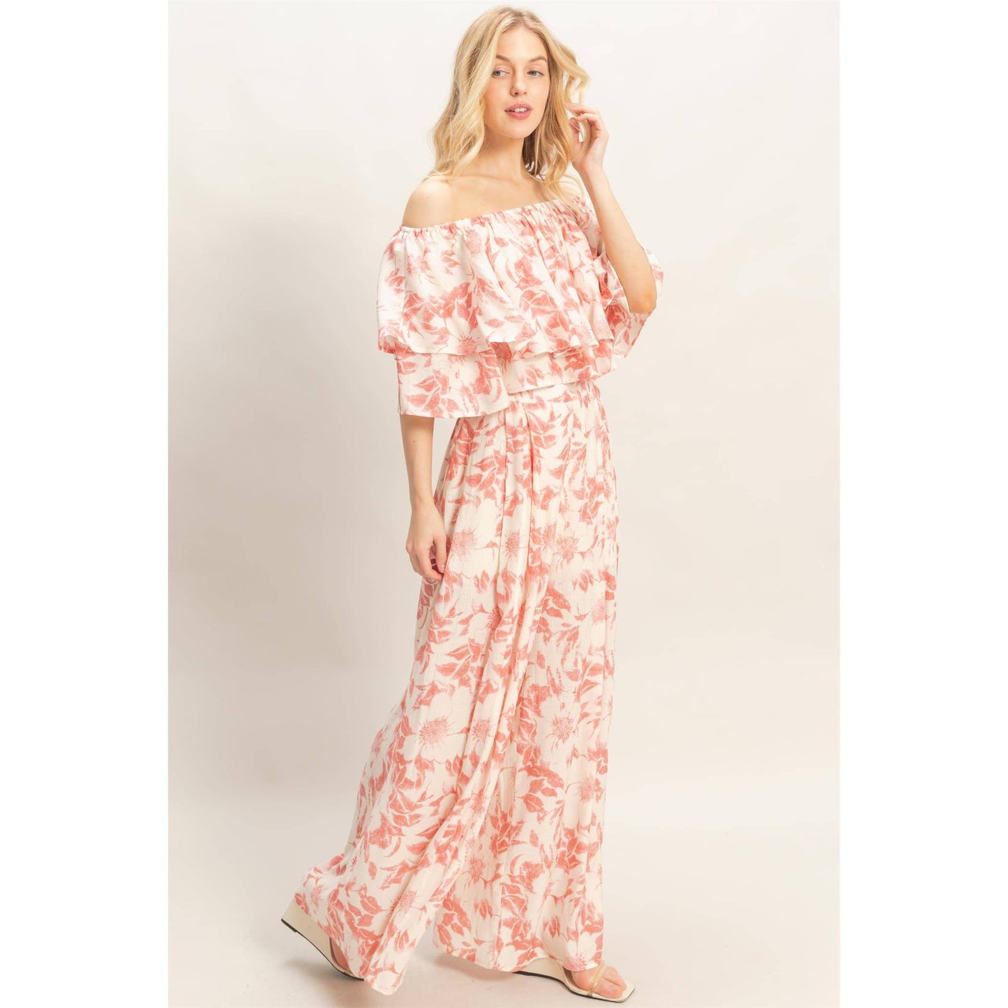 Floral Off-Shoulder Top & Pants Set