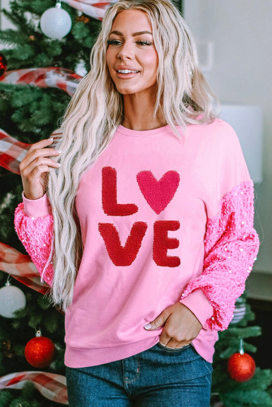 Heart Sparkle Sleeve Sweater
