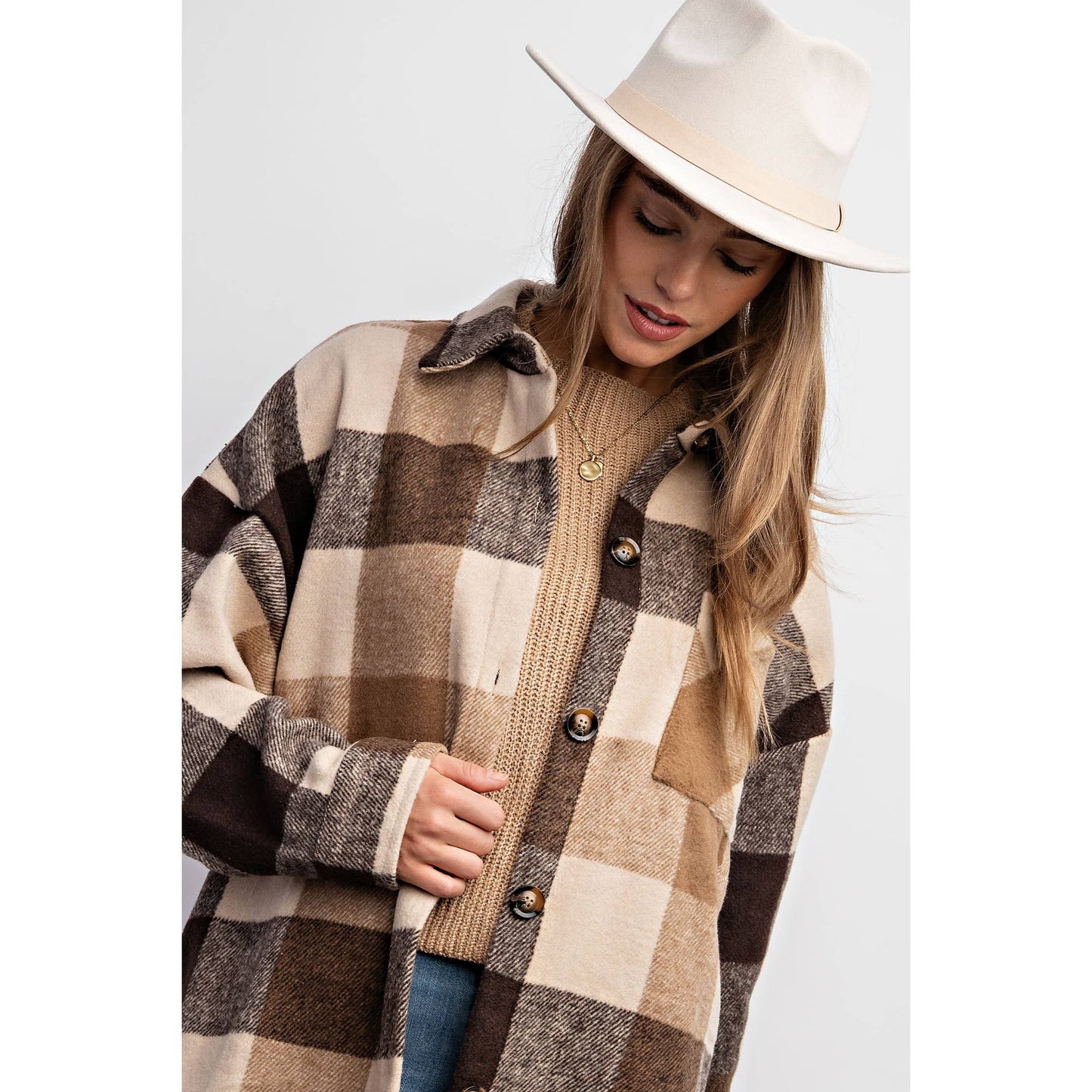 MUSTARD PLAID SHACKET