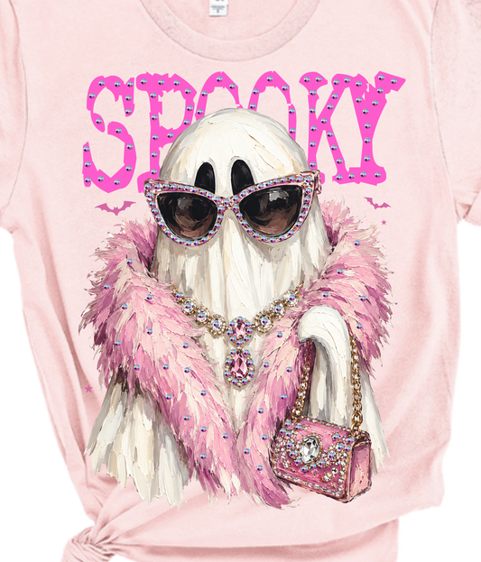 Spooky Ghost Blingy Rhinestone Graphic Tee