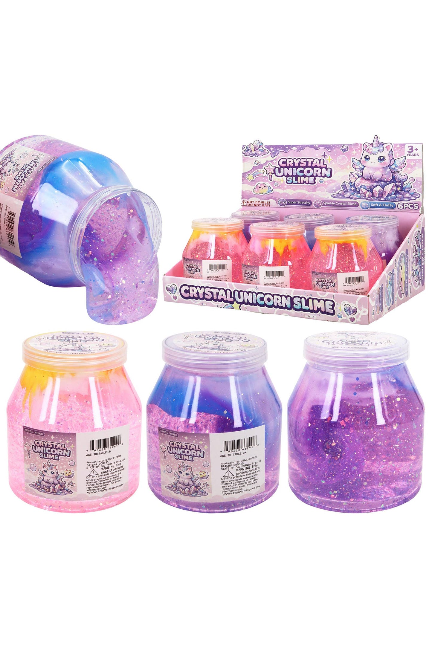 Cute Two-Tone Iridescent Glittery Unicorn Slime Jar EST Arrival Mid Aug