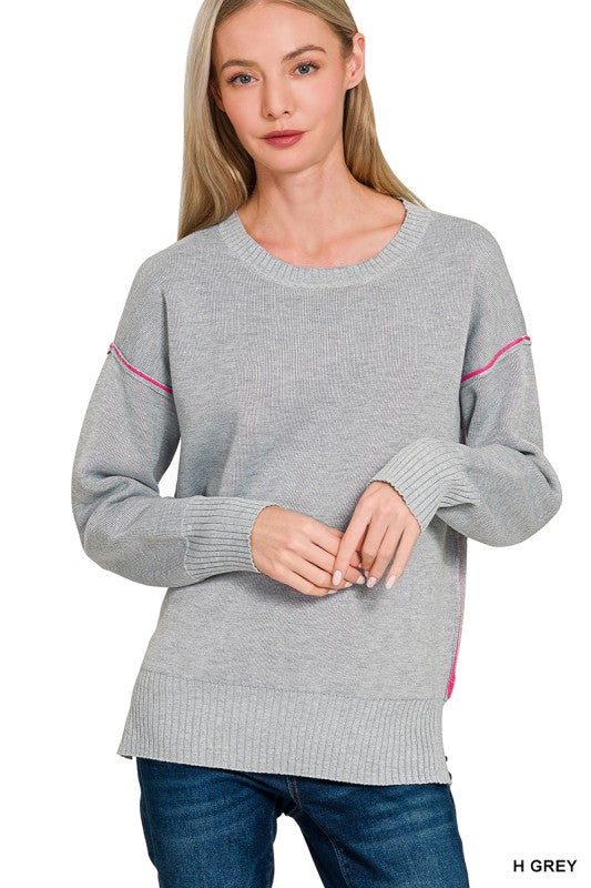 Contrast Fall Zenana Sweater