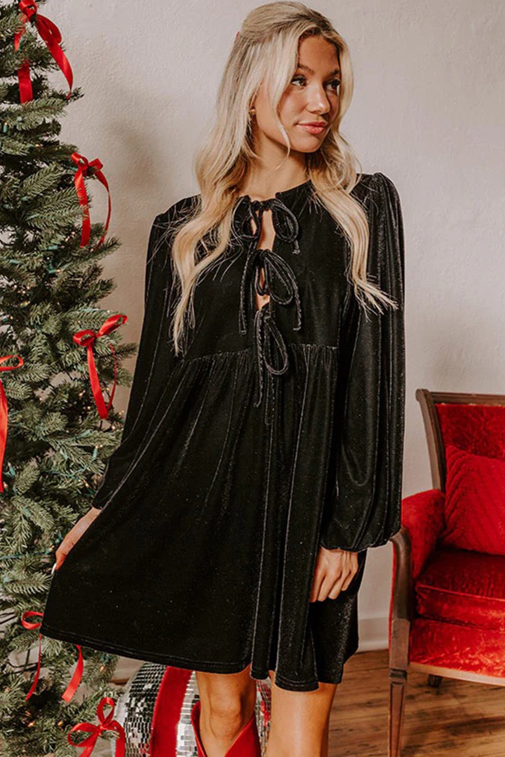 Velvet Bow Christmas Dress