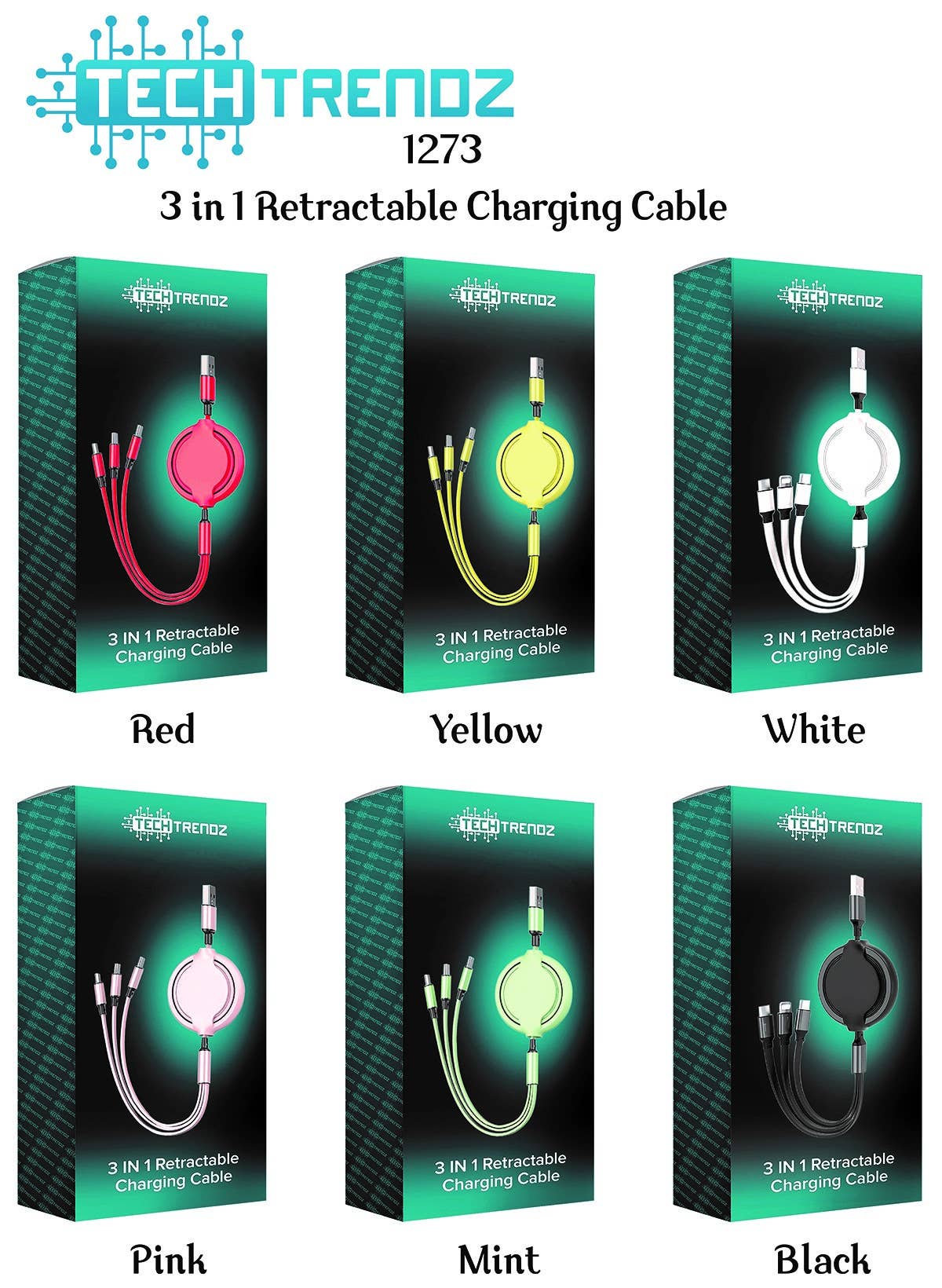 3in1 Retractable Charging Cable