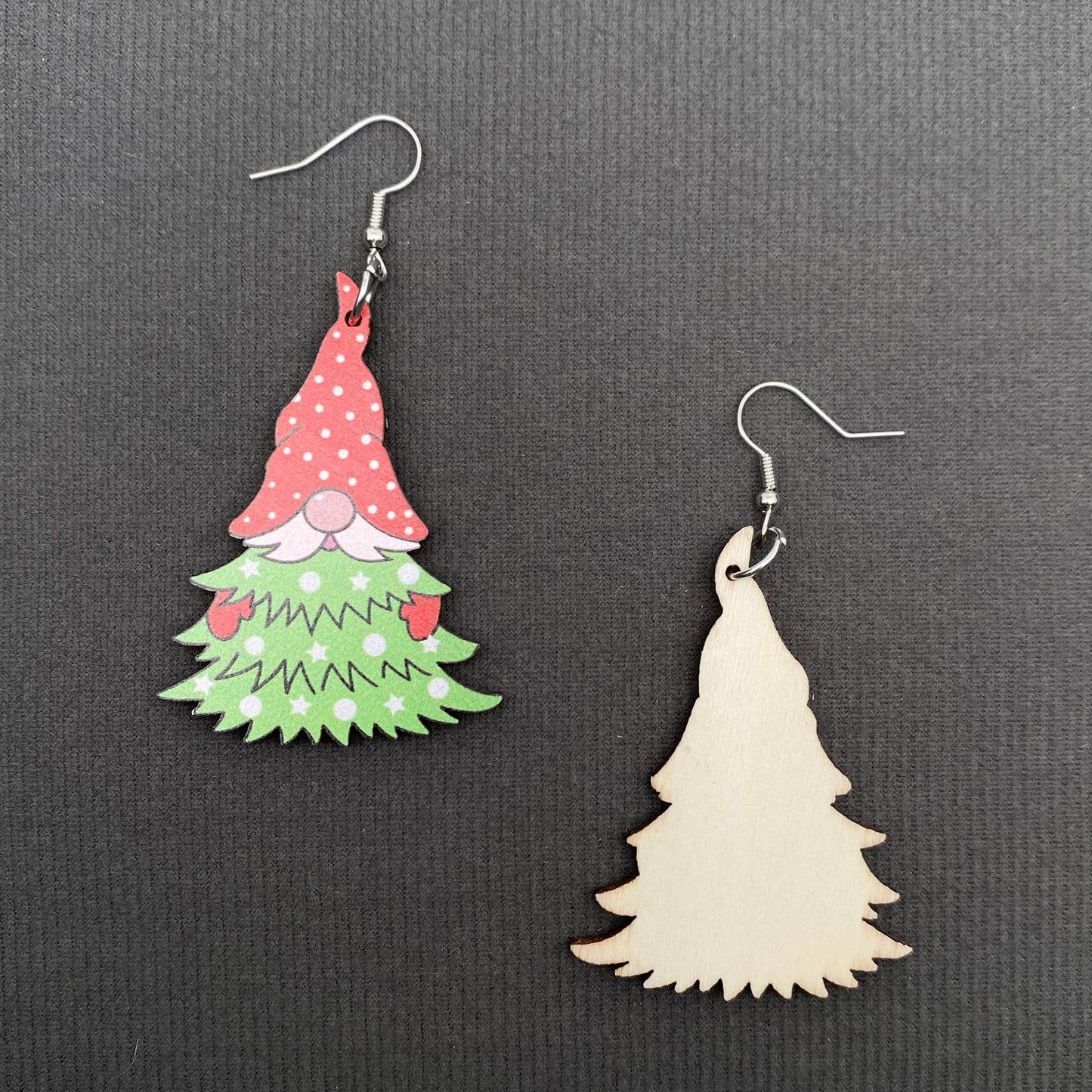 Christmas Jewelry Wooden Elf Dangle Earrings