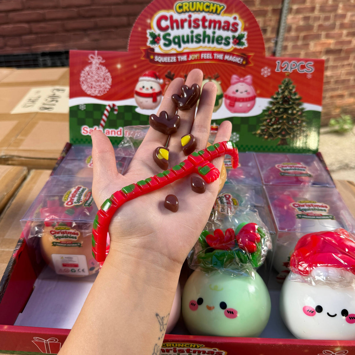 Crunchy Christmas Cartoon SQUISHY Ball w/Accessories