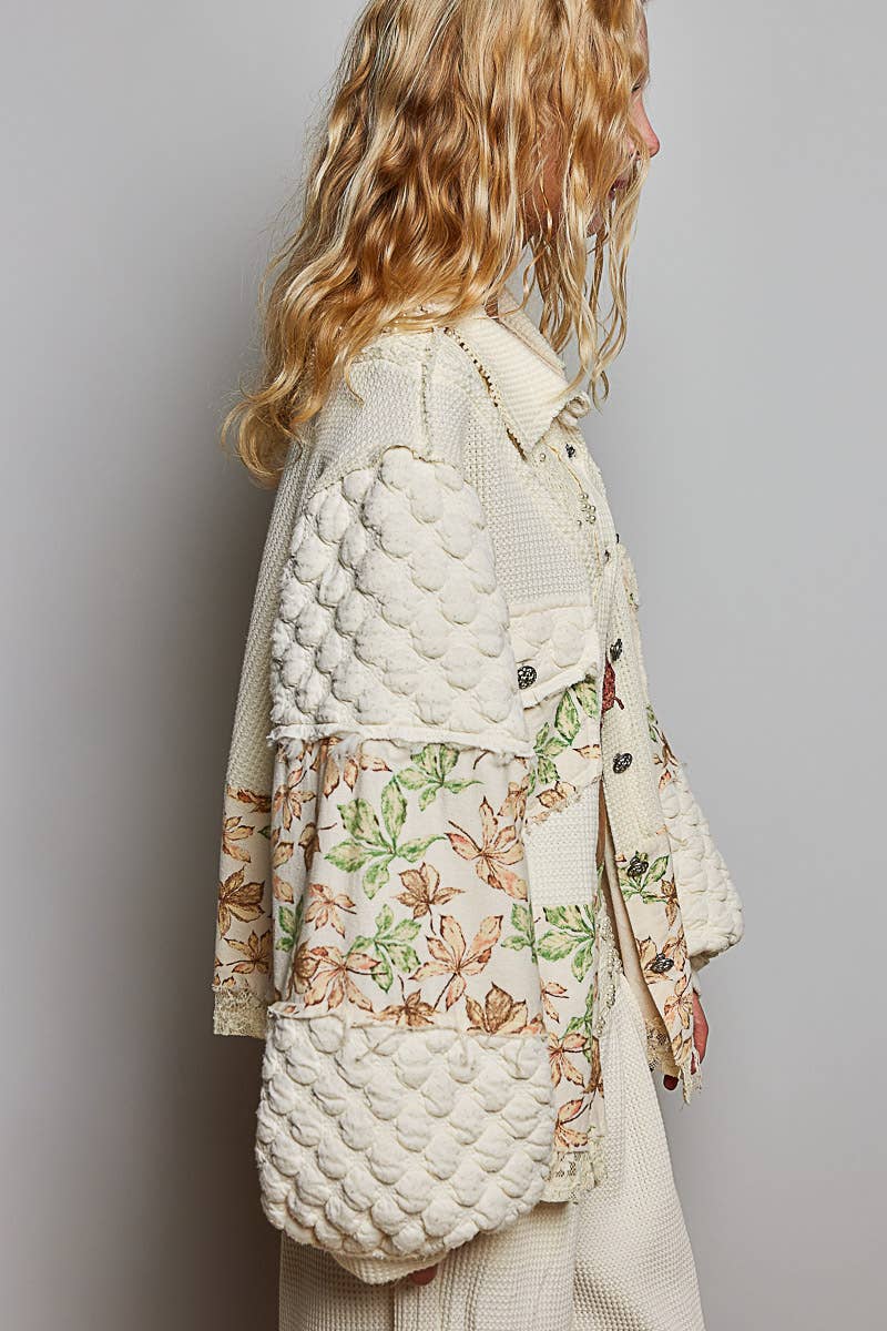 POL Pearl Beaded Floral Quilted Jacket SALE