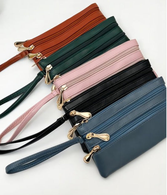 Vegan Leather Wristlet Clutch