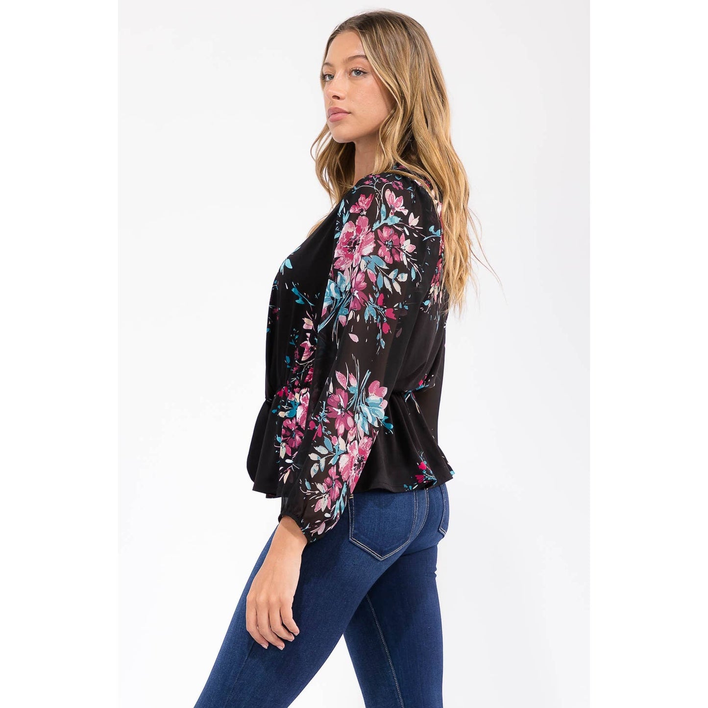 FLORAL PEPLUM TOP