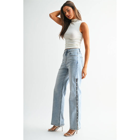 MICA HIGH-RISE WIDE EMBELLISHED SIDE PANEL