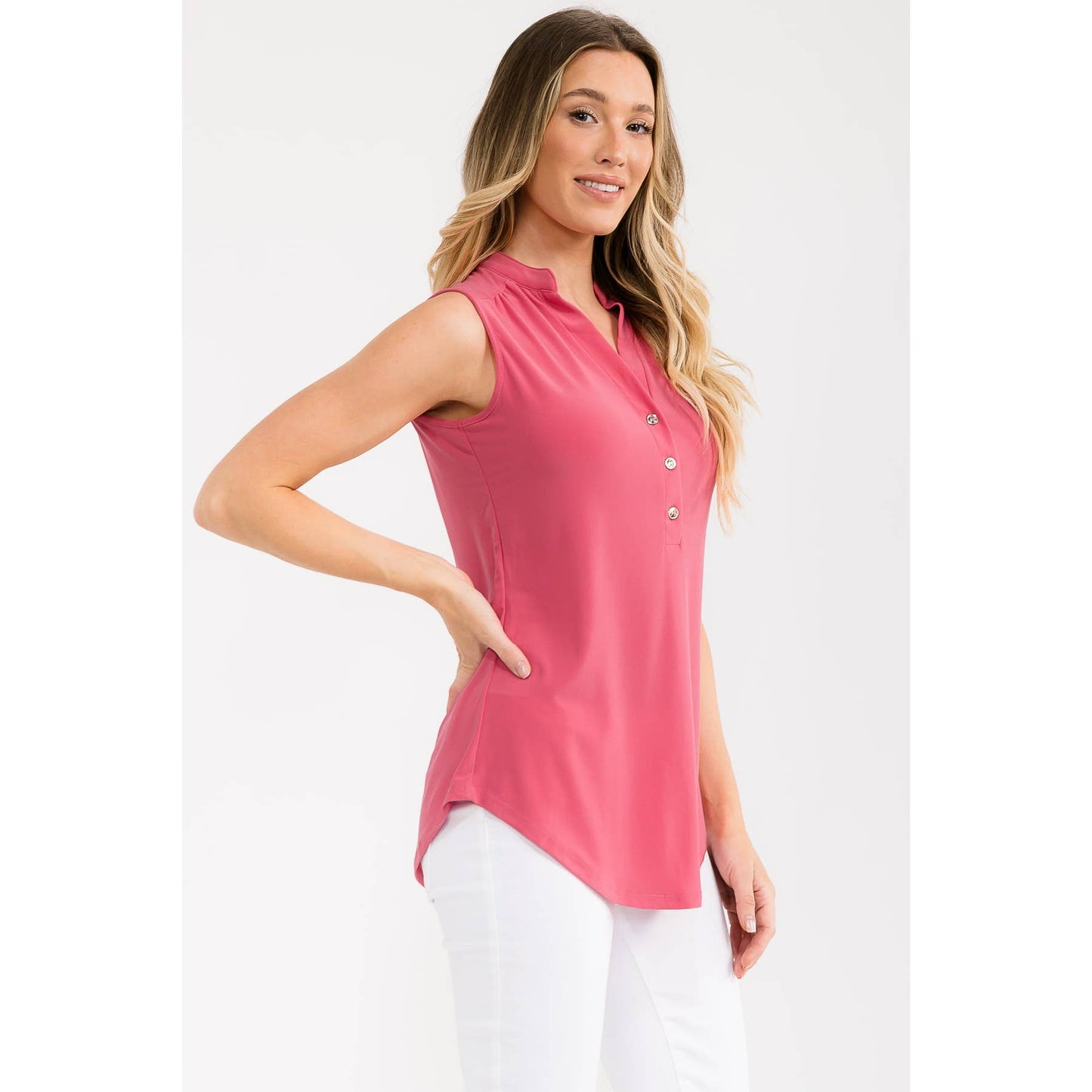 BUTTON FRONT SHIRT TANK