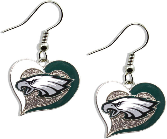 NFL Philadelphia Eagles Swirl Heart Earrings