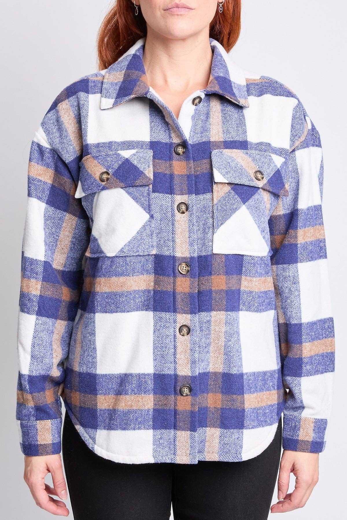Oversized Plaid Flannel Sherpa Shacket