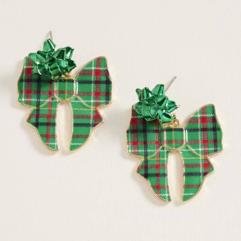 Festive Holiday Bow Dangle Earrings