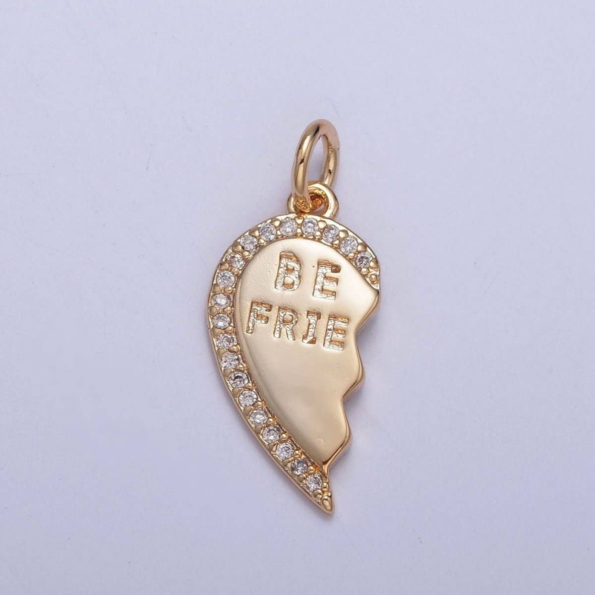 16K Gold Filled Best Friends Micro Paved Cubic Zirconia Breakable Heart Charm Set For Jewelry Making
