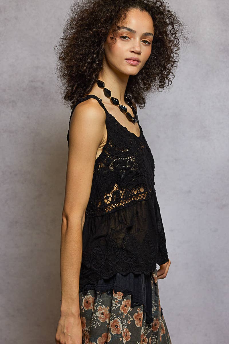 POL V-neck Sleeveless Floral Woven Top
