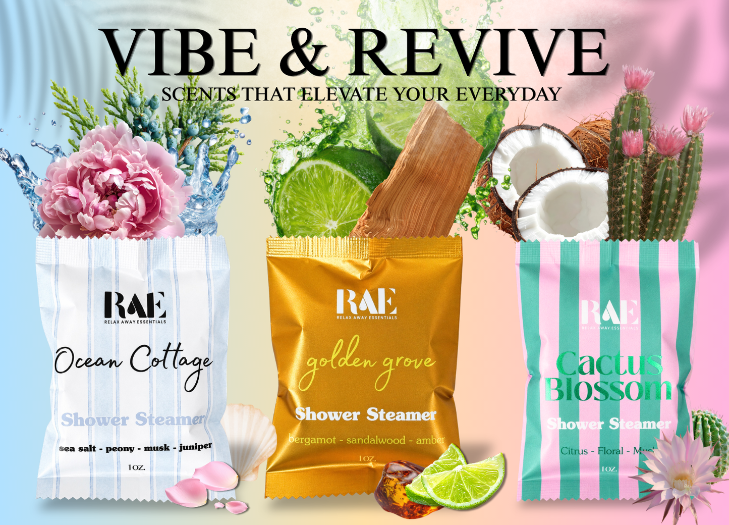 Vibe and Revive Shower Steamers 6 Pack - Made in USA - Spa