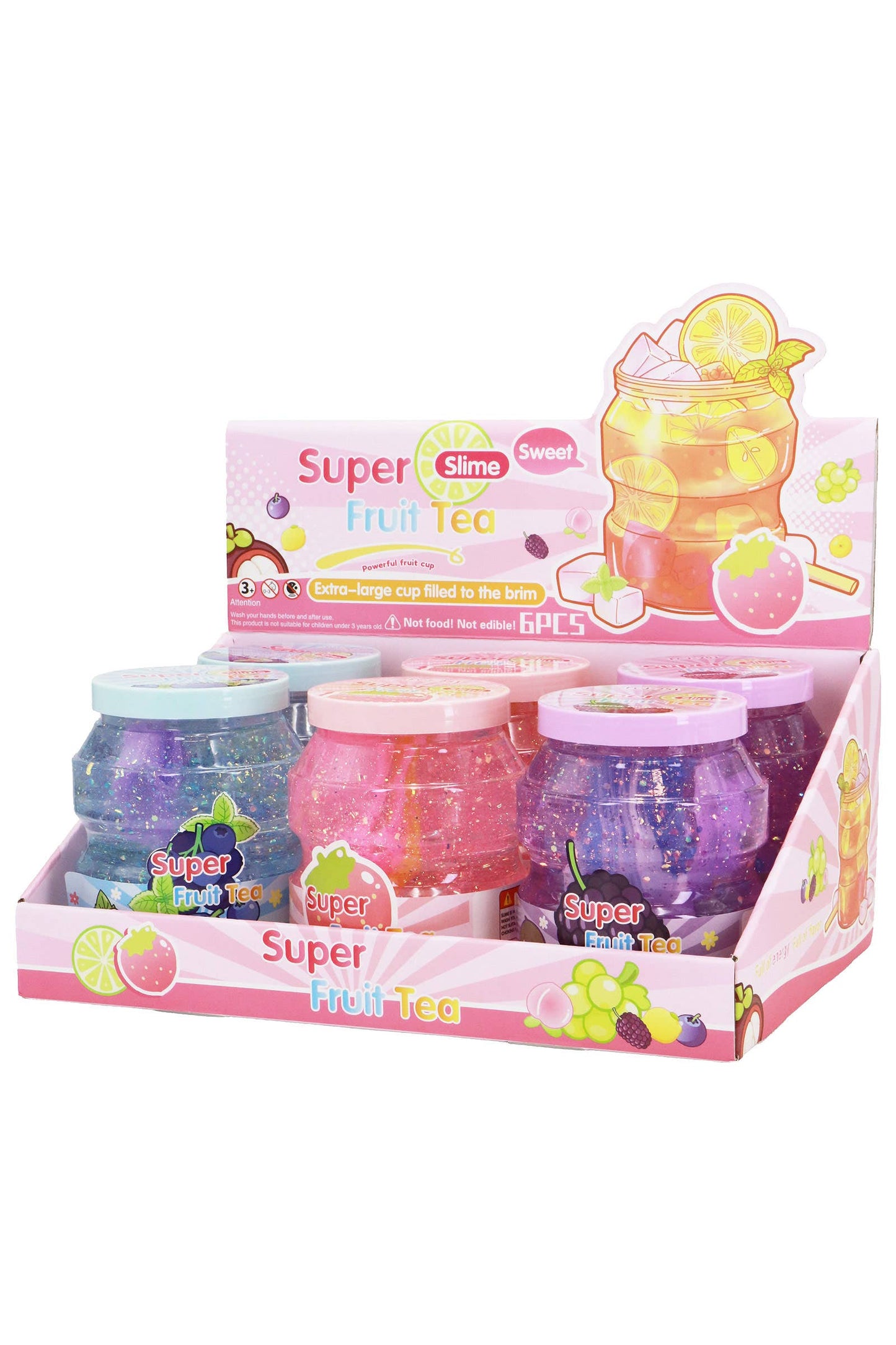 Super Fruit Tea Jumbo Glitter Slime Jar EST Arrival Mid Aug