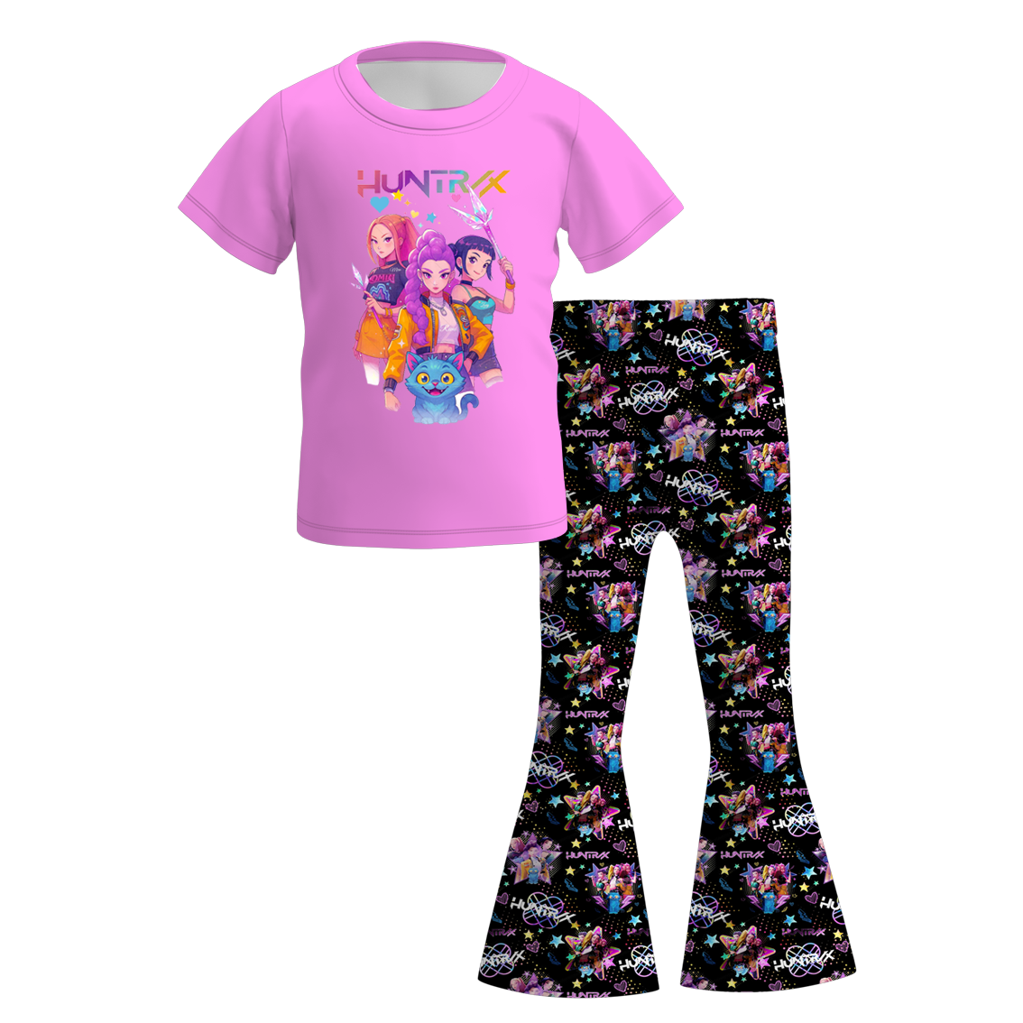 Kpop Demon Hunters Print Girls Bell Pant & Tee